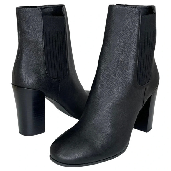 Kenneth Cole New York Shoes - Kenneth Cole NY Justin Black Leather Womens Heeled Ankle Boots Size 10M